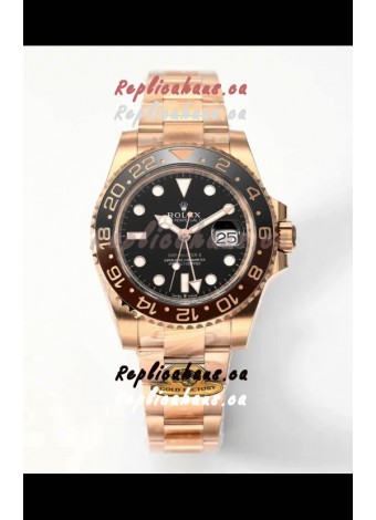 Rolex GMT Masters II Super Clone Root Beer 126711CHNR Rose Black Dial Swiss Replica Watch 