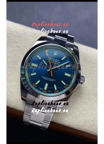 Rolex Milgauss 116400M Swiss Watch with BLUE Dial - Ultimate 904L Steel Watch