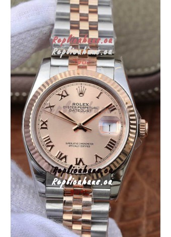 Rolex Datejust 36MM ETA-3135 Movement Swiss Replica in 904L Two Tone Champange Dial