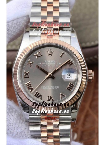 Rolex Datejust 36MM ETA-3135 Movement Swiss Replica in 904L Two Tone Grey Dial