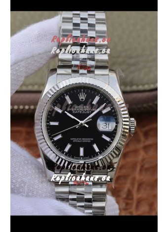 Rolex Datejust 36MM ETA-3135 Movement Swiss Replica in 904L Steel in Black Dial 