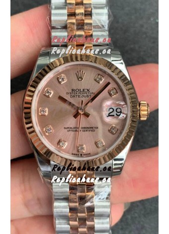 Rolex Datejust 31MM ETA-2671 Movement Swiss Replica in 904L Two Tone Rose Gold in Gold Dial