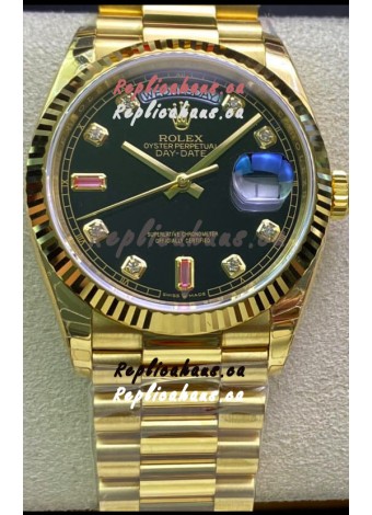Rolex Day Date 128238 Presidential 18K Yellow Gold Watch 36MM - Black Dial 1:1 Mirror Quality Watch