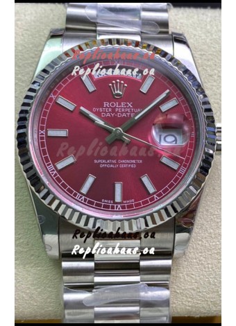 Rolex Day Date Presidential 904L Steel 36MM - Maroon Dial 1:1 Mirror Quality Watch