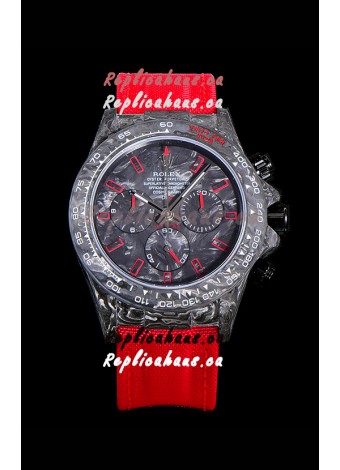 Rolex Daytona DiW Edition "All Black/Red" Forged Cabon Casing 1:1 Mirror Replica