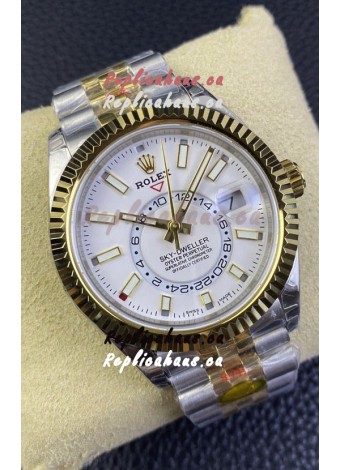 Rolex Sky-Dweller REF# M336933 White Dial Watch in Yellow Gold 904L Steel Case 1:1 Mirror Replica