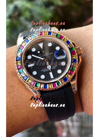 Rolex Yachtmaster 116695 Everose Gold Diamonds Cal.3235 Swiss 1:1 Ultimate 904L Steel Watch