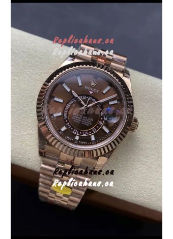 Rolex Sky-Dweller REF# 336935 Brown Dial Watch in Rose Gold 904L Steel Case 1:1 Mirror Replica