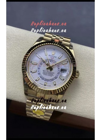 Rolex Sky-Dweller REF# 336935 White Dial Watch in Yellow Gold 904L Steel Case 1:1 Mirror Replica