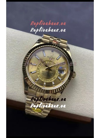 Rolex Sky-Dweller REF# 336935 Gold Dial Watch in Yellow Gold 904L Steel Case 1:1 Mirror Replica
