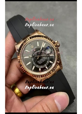 Rolex Sky-Dweller REF# M336235 Black Dial Rose Gold Watch in 904L Steel Case 1:1 Mirror Replica