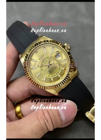 Rolex Sky-Dweller REF# M336235 Gold Dial Yellow Gold Watch in 904L Steel Case 1:1 Mirror Replica