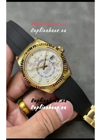 Rolex Sky-Dweller REF# M336235 White Dial Yellow Gold Watch in 904L Steel Case 1:1 Mirror Replica
