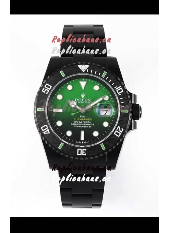 Rolex Submariner DiW Special Edition Watch in DLC Coating Carbon Bezel Green Dial 