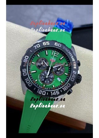 Tag Heuer F1 Edition Swiss Quartz Watch in Green Dial Stainless Steel Casing Rubber Strap