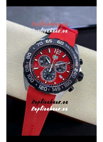 Tag Heuer F1 Edition Swiss Quartz Watch in Red Dial Stainless Steel Casing Rubber Strap