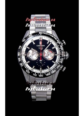 Tag Heuer Carrera Swiss Quartz Movement Replica Watch in Black Dial - Stainless Steel Strap
