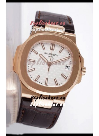 Patek Philippe Nautilus 5711/1R 1 1:1 Mirror Replica Watch in White Dial Rose Gold