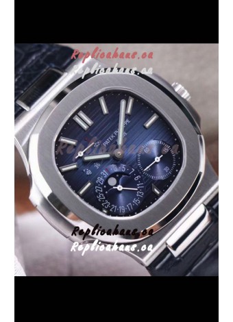 Patek Philippe Nautilus 5712/1A 1:1 Quality Swiss Replica Watch in Blue Dial Leather Strap