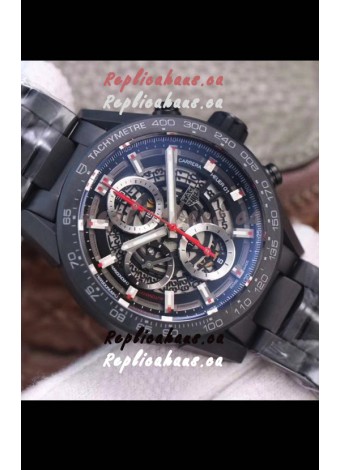 Tag Heuer Carrera Heuer 01 Swiss Replica Watch in PVD Casing - Black Skeleton Dial