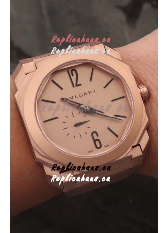 Bvlgari Octo Finissmo Edition 1:1 Mirror Replica Rose Gold Sandblasted Ceramic Casing and Strap 