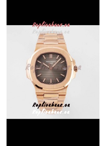 Patek Philippe Nautilus 5711/1R-001 1:1 Mirror Replica in 904L Steel Rose Gold Brown Dial