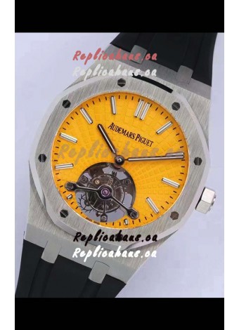 Audemars Piguet Royal Oak Tourbillon 41mm Yellow Dial in 904L Steel Case Rubber Strap