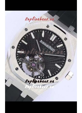 Audemars Piguet Royal Oak Tourbillon 41mm Black Dial in 904L Steel Case Rubber Strap