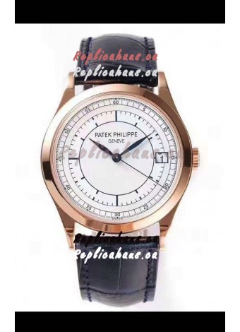 Patek Philippe Calatrava 5296 Sector Dial 1:1 Mirror Swiss Replica Watch Rose Gold Casing