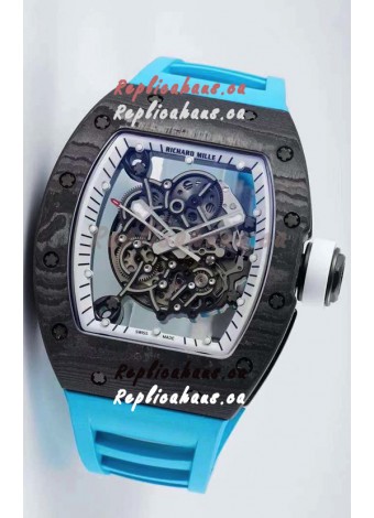 Richard Mille RM055 Forged Carbon Casing 1:1 Mirror Replica Watch in Blue Strap 