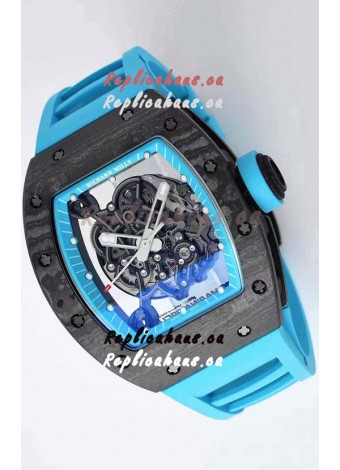 Richard Mille RM055 Forged Carbon Casing 1:1 Mirror Replica Watch in Blue Strap 