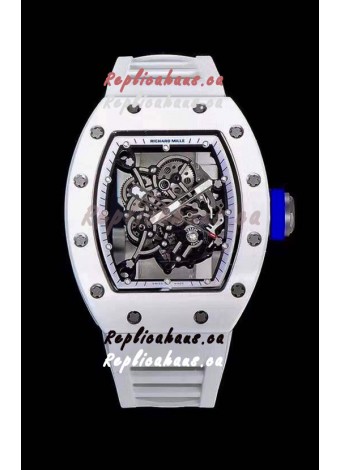 Richard Mille RM055 Ceramic Casing 1:1 Mirror Replica Watch in White Strap 