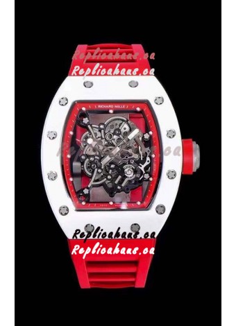 Richard Mille RM055 Ceramic Casing 1:1 Mirror Replica Watch in Red Strap 