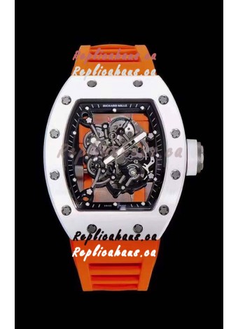Richard Mille RM055 Ceramic Casing 1:1 Mirror Replica Watch in Orange Strap 