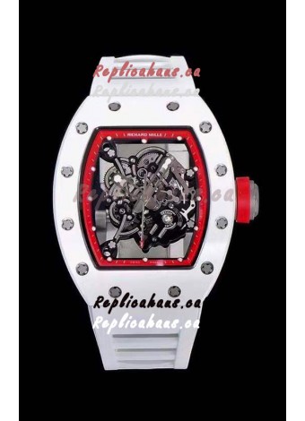 Richard Mille RM055 Ceramic Casing 1:1 Mirror Replica Watch in White Strap 