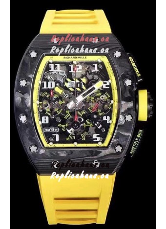 Richard Mille RM011 Felipe Massa 1:1 Mirror Quality One Piece Black Forged Carbon Case Watch