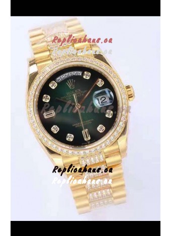 Rolex Day Date Presidential 18K Yellow Gold Watch 36MM - Green Dial 1:1 Mirror Quality Watch