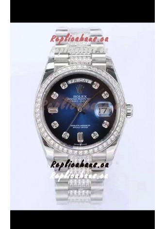Rolex Day Date Presidential 904L Steel 36MM - Blue Dial 1:1 Mirror Quality Watch