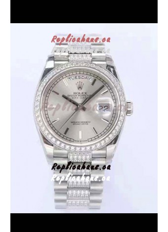 Rolex Day Date Presidential 904L Steel 36MM - Steel Dial 1:1 Mirror Quality Watch