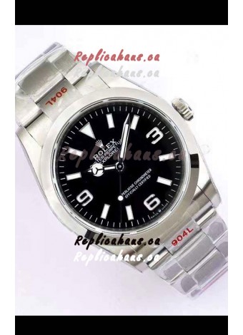 Rolex Explorer I Black Dial - 904L Steel in 3235 Swiss Automatic Movement