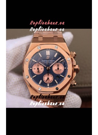 Audemars Piguet Royal Oak Chronograph Blue Dial Rose Gold on 904L Steel - 1:1 Mirror Replica