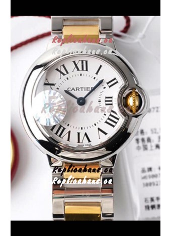 Ballon De Cartier Swiss Quartz 1:1 Mirror Quality 28MM in 2 Tone Casing White Dial 
