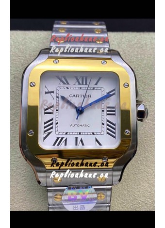 Santos De Cartier 1:1 Mirror Replica - 36MM Yellow Gold Two Tone Watch