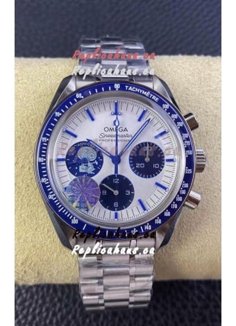 Omega Speedmaster Silver Snoopy 1:1 Replica (Rotating Globe and Snoopy at Rear)