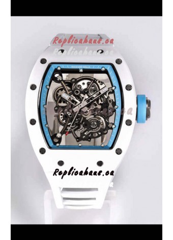 Richard Mille RM055 White Ceramic Casing 1:1 Mirror Replica Watch in White Strap
