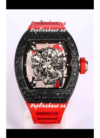 Richard Mille RM055 Black Carbon Casing 1:1 Mirror Replica Watch in Red Strap