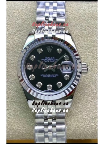 Rolex Datejust 279174 28MM Swiss Replica in 904L Steel in Black Dial - 1:1 Mirror Replica
