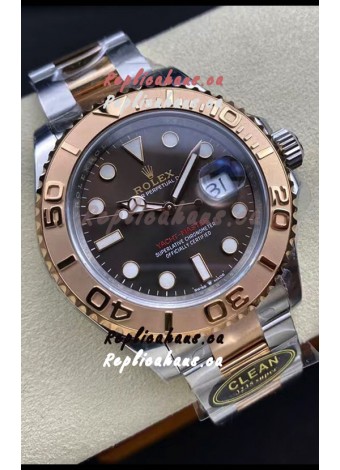 Rolex Yachtmaster 40 Everose Gold - Oyster Steel Brown Dial 1:1 Swiss Replica Watch 40MM in 904L Steel Casing