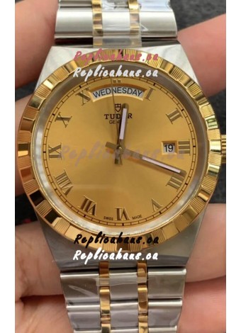Tudor Royal Edition Watch - 1:1 Mirror Replica in Two Tone Casing - Gold Roman Dial