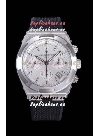 Vacheron Constantin Overseas Chronograph White Dial Swiss Replica Watch - Rubber Strap